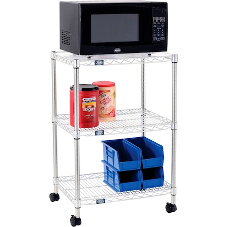 Nexel Poly-Z-Brite 3 Tier, Single Station Wire Microwave Cart, 24inL x 18inW x 36inH 806449